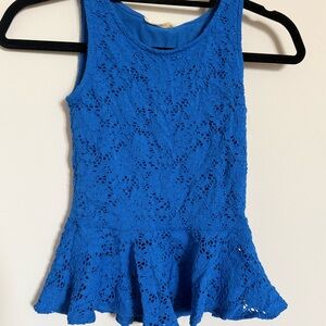 Soprano Lace Peplum Top | Blue | Medium | NWT